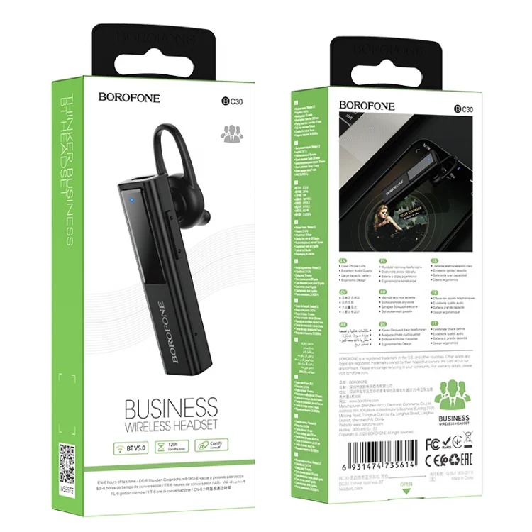 Гарнитура Bluetooth BС30 Borofone черная |