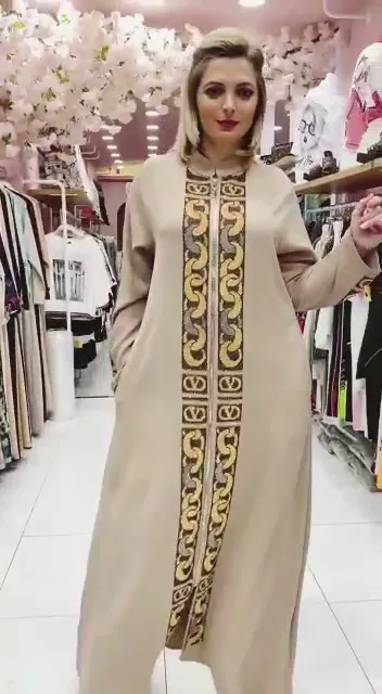 Женское мусульманское платье-Абая с узором, свободная ткань, Абая с длинным рукавом, длина 140 см х ширина 57 см