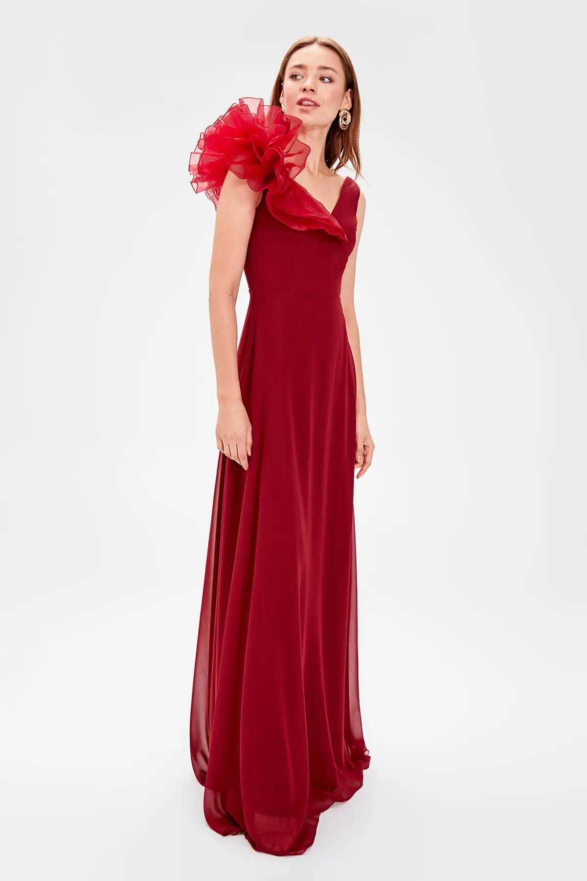 Trendyol Colar аппликация деталь вечернее платье TPRSS19AE0128|Вечерние платья| |