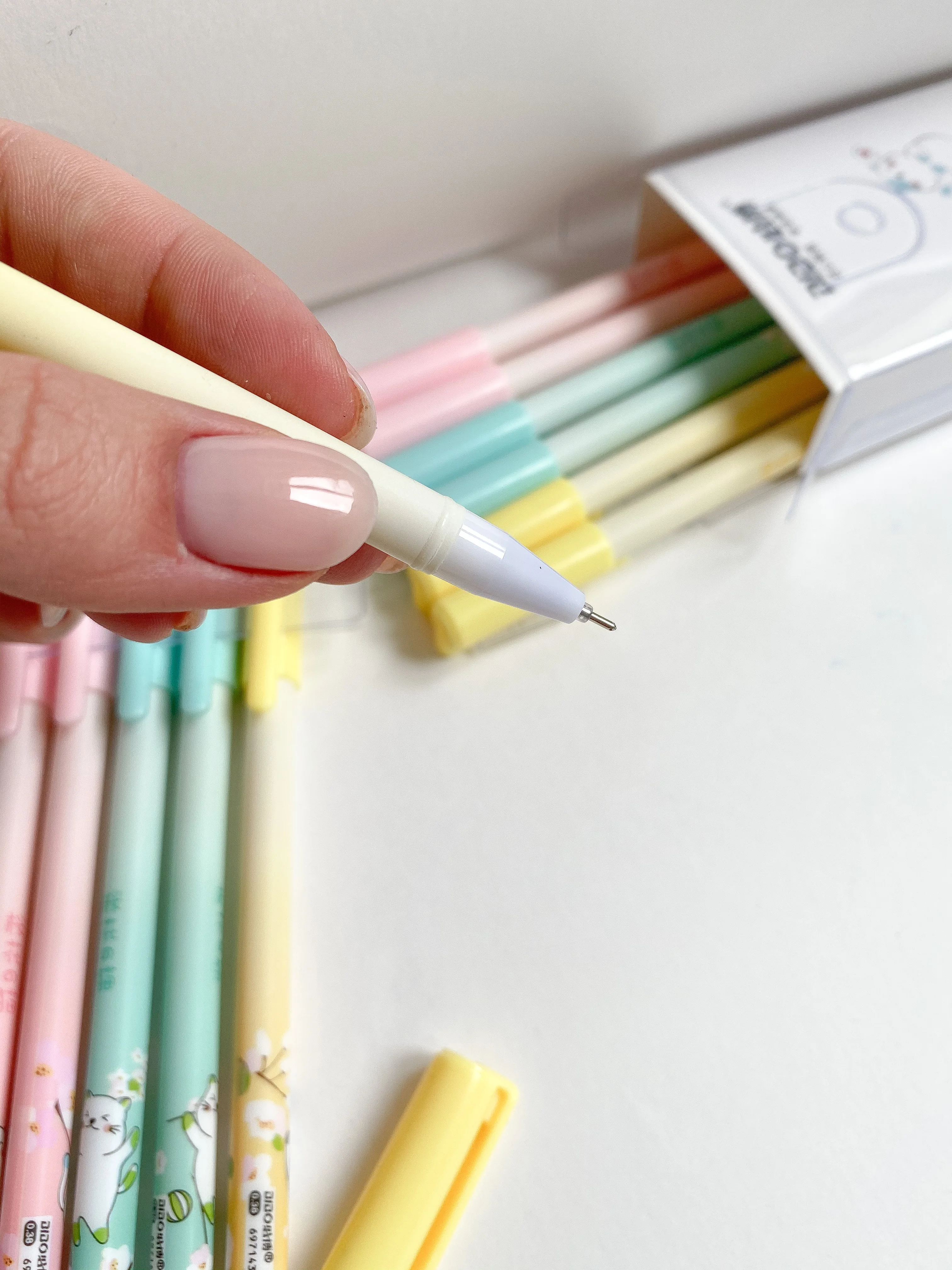 Набор ручек для школы и офиса набор тонких шариковых с рисунком кошек детей Синяя