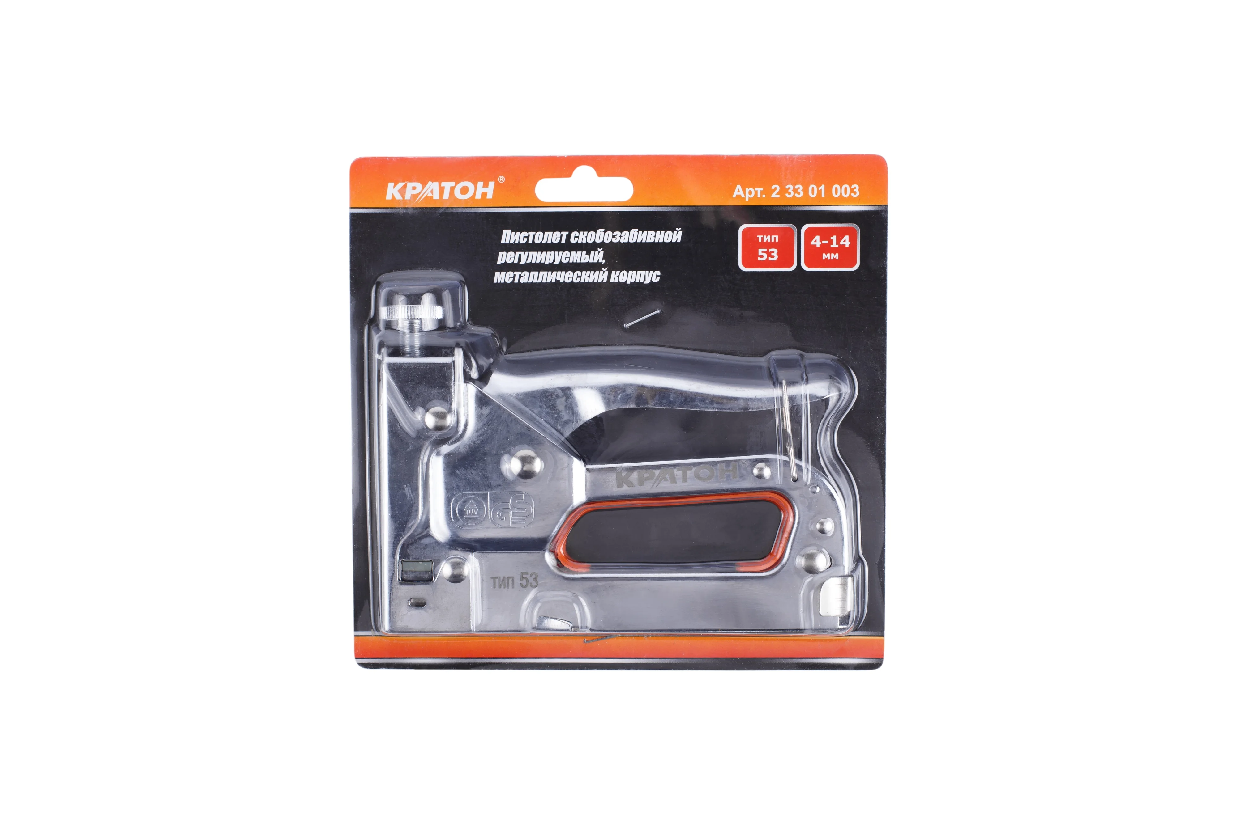 Пистолет скобозабивной Кратон регулируемый метал корпус тип 53 4 14мм|housing|staplesstaple