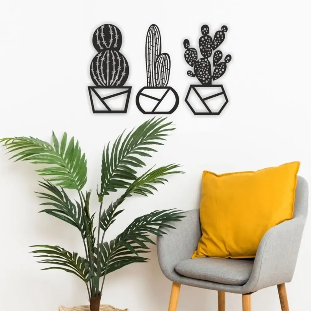 Набор из 3 кактусов Декор стены орнамент лазерная резка ДВП Деревянная