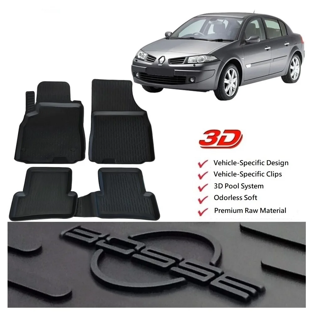 

3D Pool Car Mats for Renault Megane 2 Between 2004 2009 Auto Interior Carpet Protector Accessories Rubber Luxury Floor Non Slip