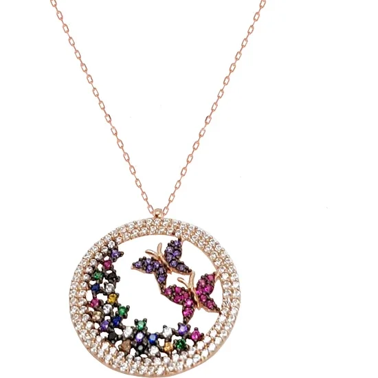 

Silver Necklace with Butterfly Flowers for Woman