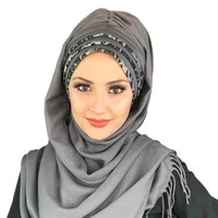 islamic fashion muslim women hijab 2021 trend single size bathing cap beret ready shawl scarf buckle hat koton gray ready shawl