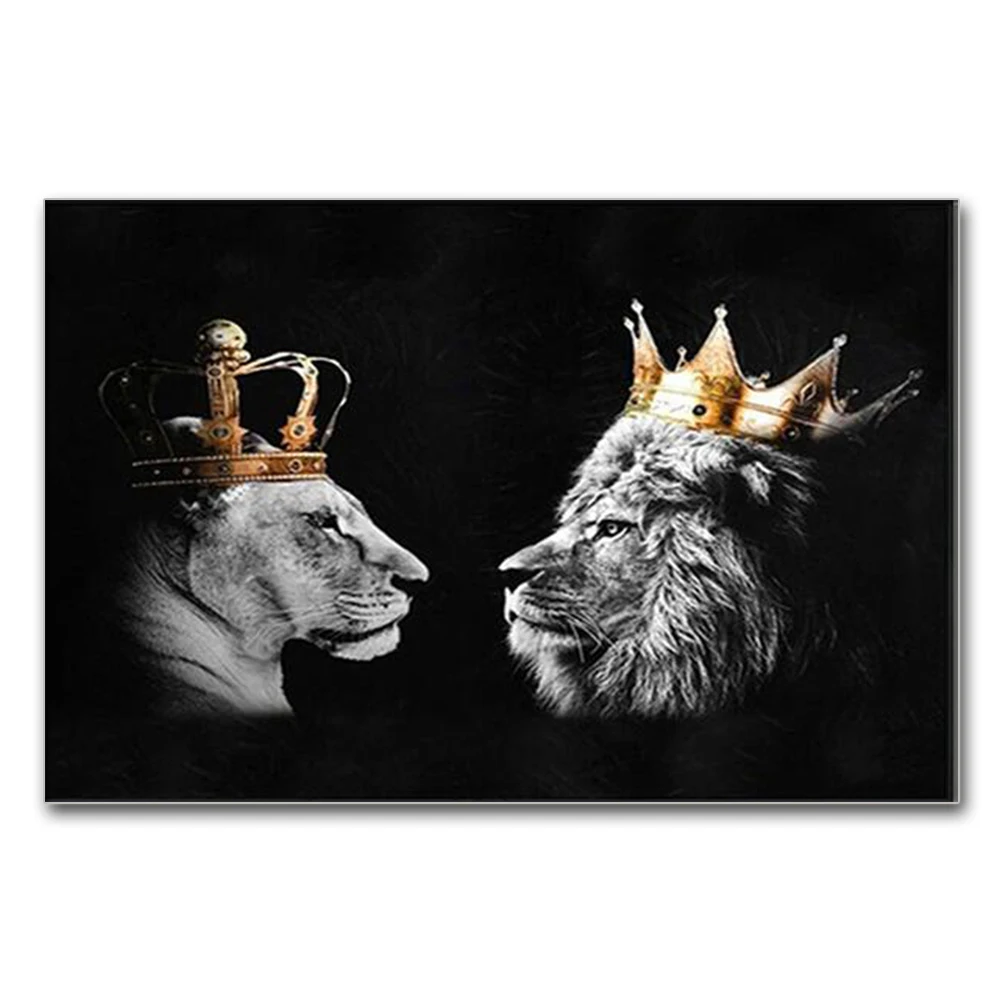 

Алмазная живопись, животные, корона, Лев, пара на стене, мозаика, искусство стразы, вышивка, модная роспись, домашний декор