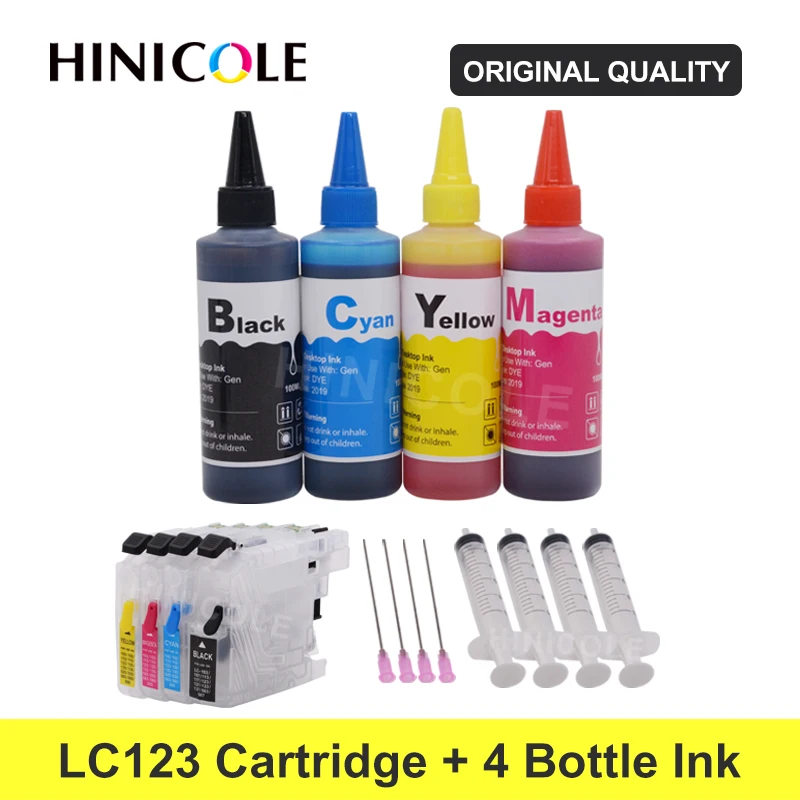 HINICOLE LC 123 XL чернильные картриджи для принтера + 400 мл чернила Brother LC123 LC121 LC125 LC127 LC129