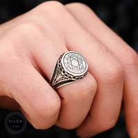 original sterling 925 silver mens ring with solomons seal mens jewelry all sizes are available