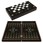 Набор шикарных шахматных шашек Backgammon, шашки большого размера 48x24 см, Ранняя деревянная жемчужина, полиэфирное покрытие, традиционная игра