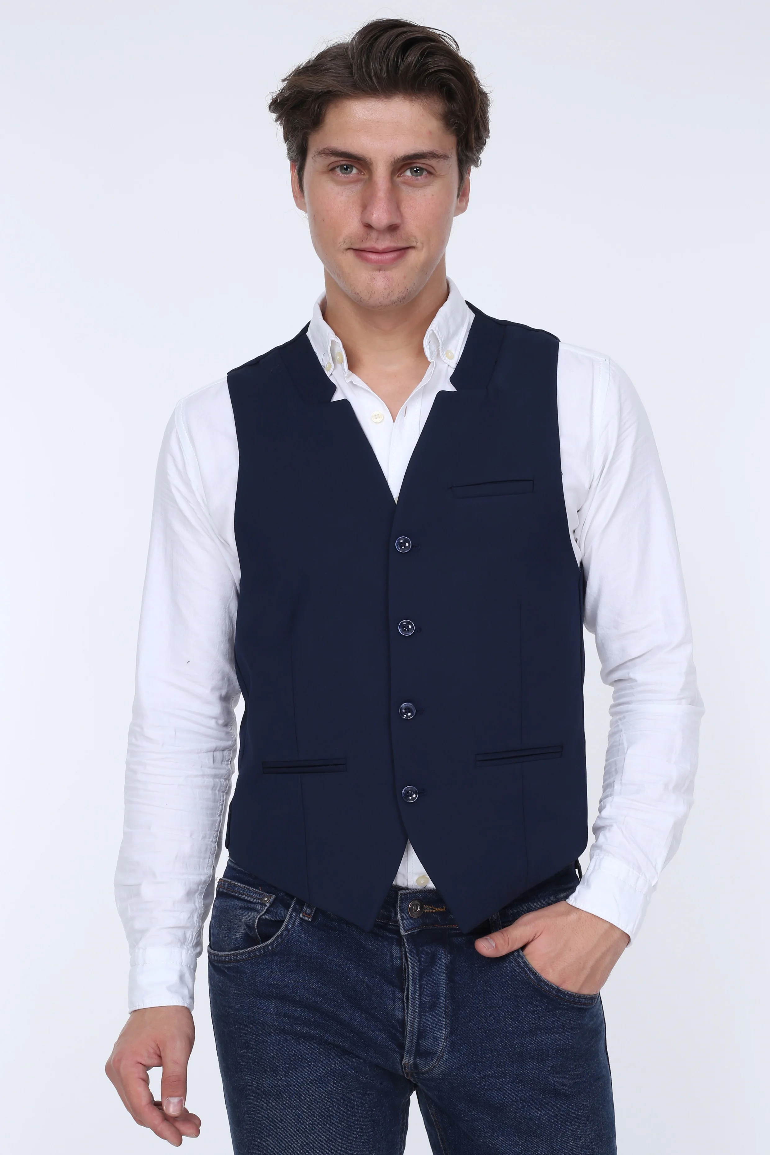 Мужской жилет ZENZEN 01375 темно синий для мужчин Приталенный Smart Casual Сделано в Турции