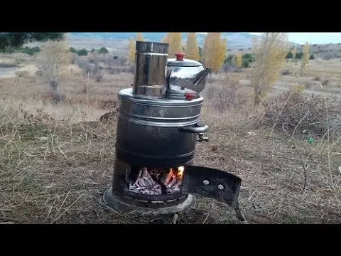 

Stainless Steel Samovar Wood Burning Charcoal Camping Stove Teapot Outdoor Tableware Camping Accessories Coffee Machine Tablewar