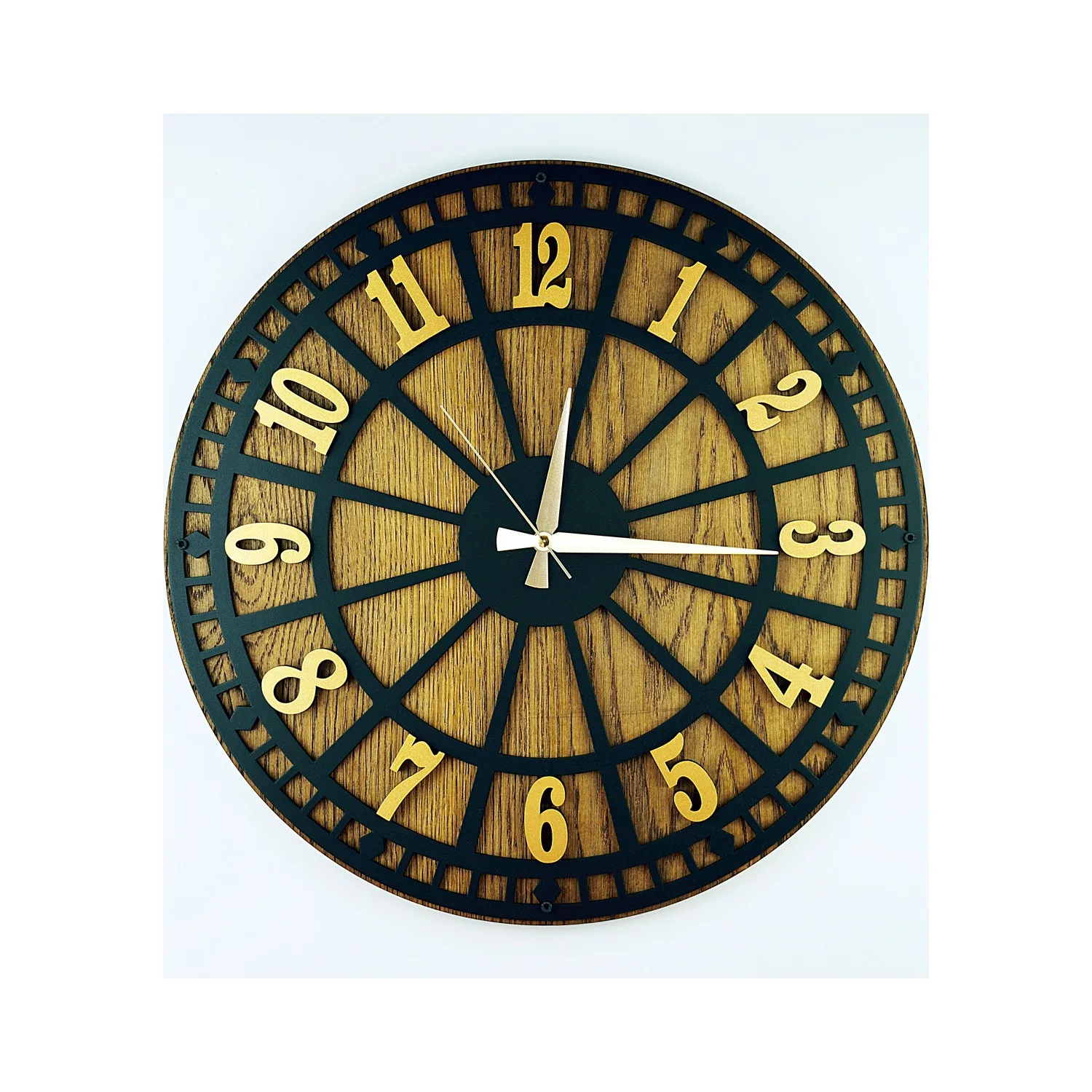 Часы настенные тихие 50 см серебристые/золотистые с римскими цифрами|Настенные