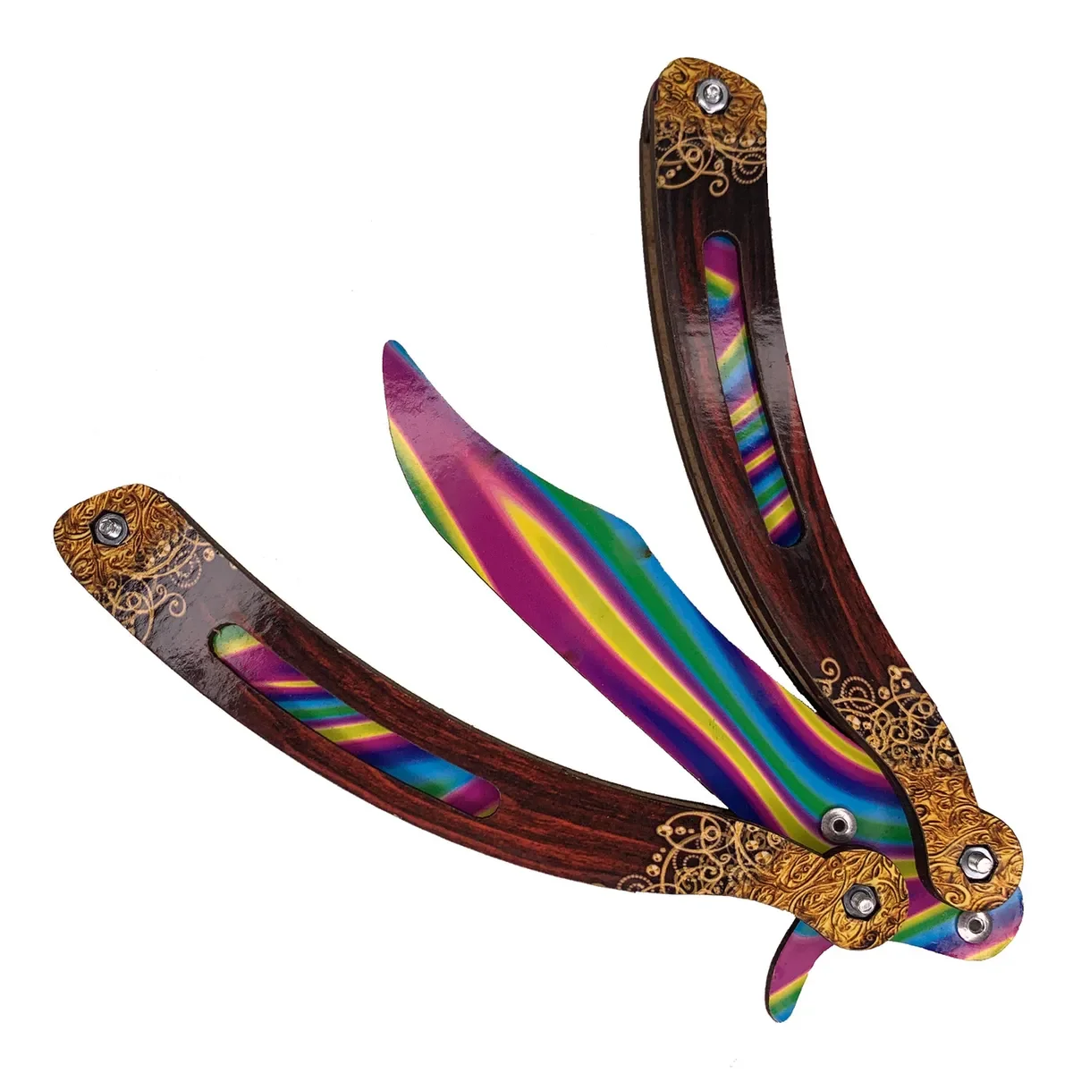 Нож бабочка деревянный &quotРадужные линии&quot (Rainbow Lines)