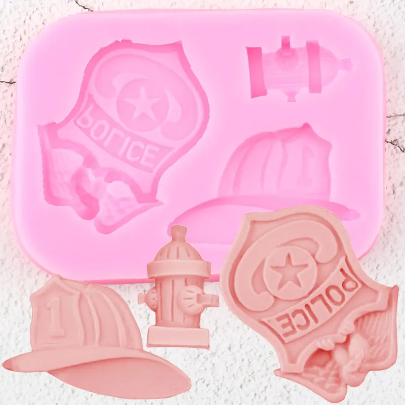 

DIY Fireman Hat Silicone Mold Police Badge Cookie Baking Candy Chocolate Gumpaste Molds Baby Party Fondant Cake Decorating Tools