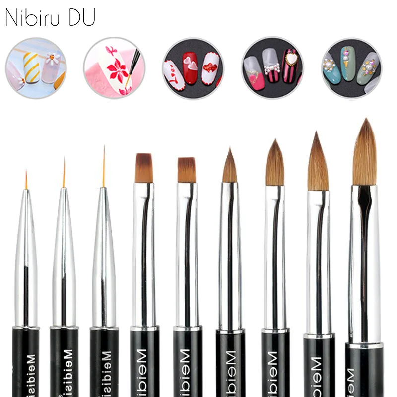 

9 шт./компл., кисти для маникюра, съемная акриловая жидкая пудра, резная живопись, гелевые маникюрные щетки, принадлежности для дизайна ногте...