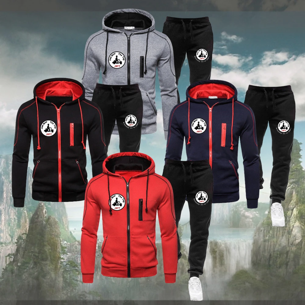 

Hoodie + Pants Two-piece Set Fall/Winter New Trend Men's Hoodie Casual Sweatpants Jacket Jacket 2021 Men's Hooded Sweater Set