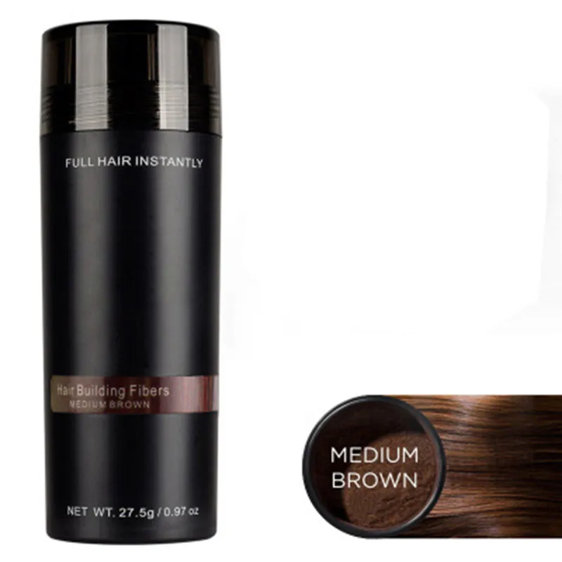 03 Medium Brown Authentic Keratin Hair Loss Building Fibers+Applicator Spray+27.5g Hairline Optimizer Dense organic 9 Colors Hair Growth Powder - Цвет: 03 Medium Brown
