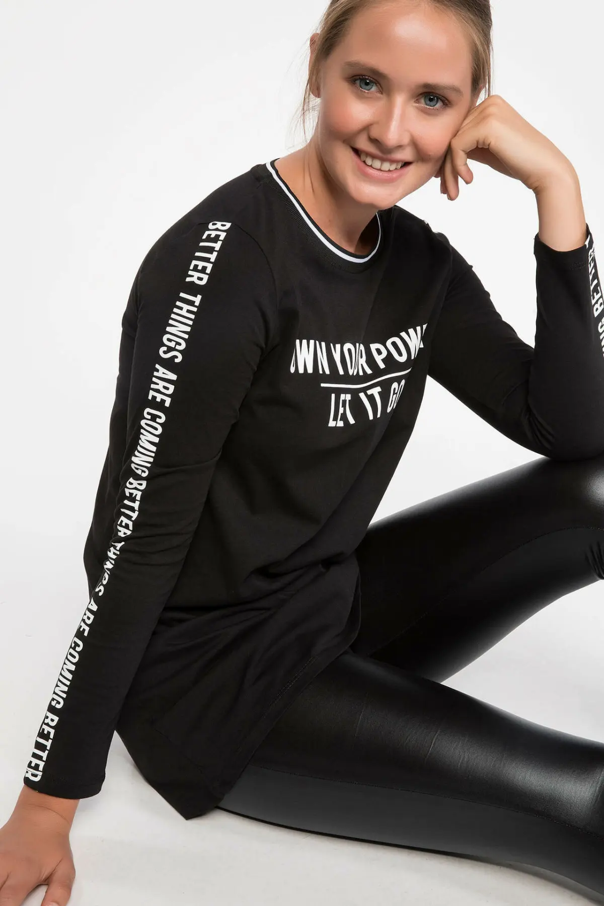 Дефакто Женская трикотажная Tunic J9340AZ18AU с длинным рукавом| |