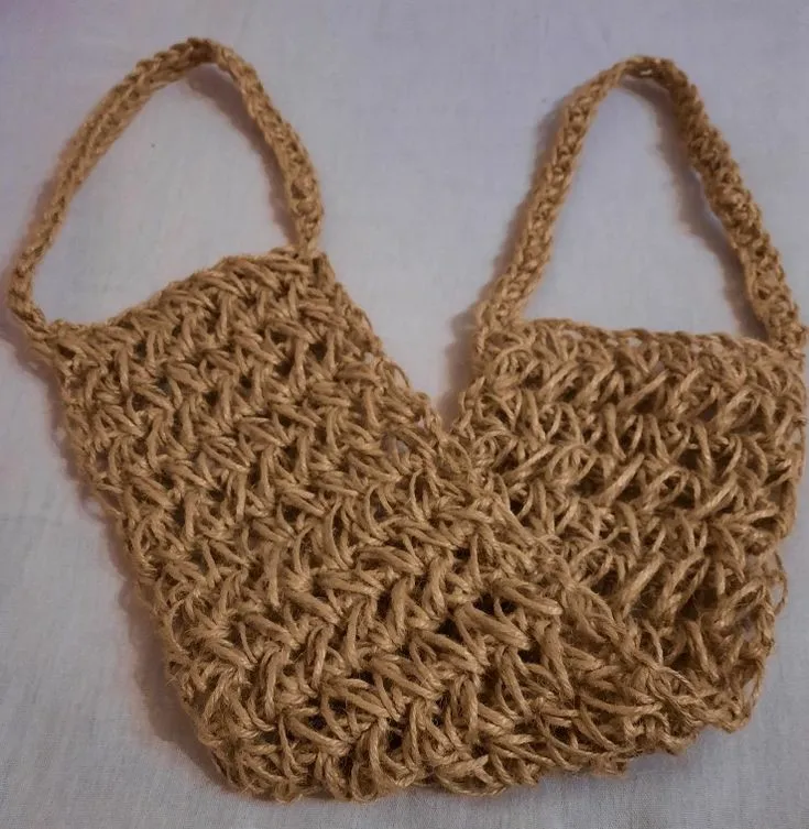 zarechyeclubhandmade / Натуральная вязанная эко-мочалка из джута для бани сауны. Длинная