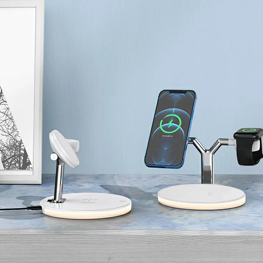 

25W 3 In 1 Magnetic Wireless Charging Station Compatible For MagSafe Fast Wireless Charger Stand Night Light Design