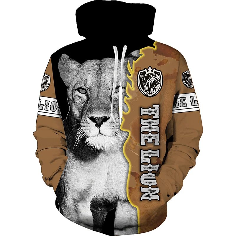 

Unisex 3D Lion Graphic Print Oversize Hoodie for Men/Women Winter Keep Warm Long Sleeve Sweatshirt
