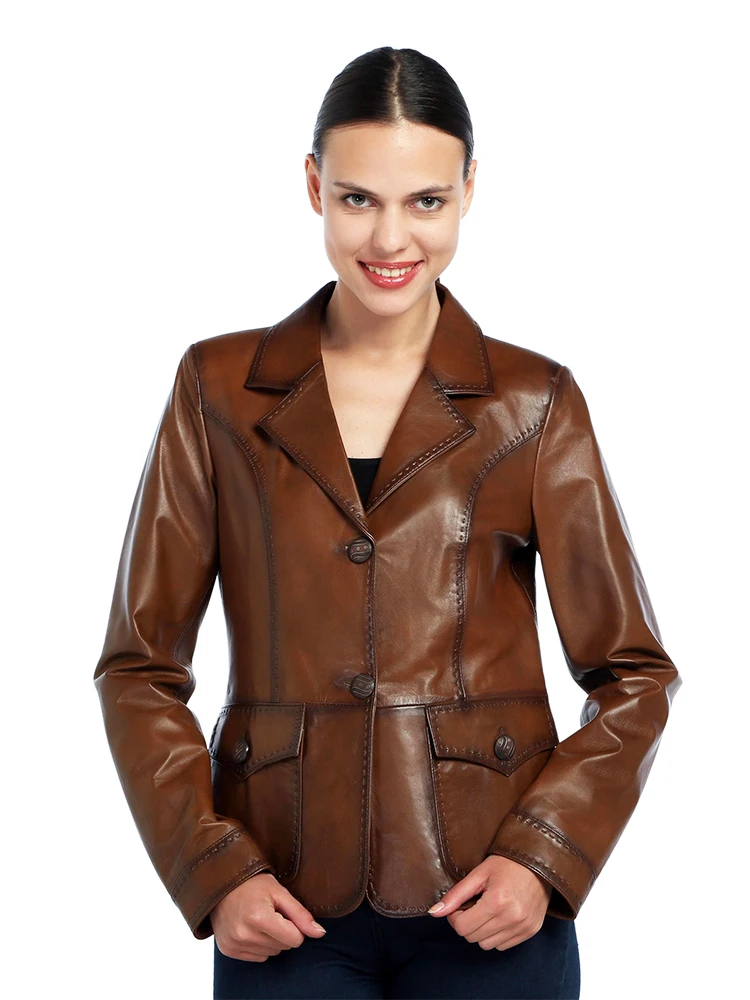 Genuine Soft Lambskin Leather Jacket Handmade Female Red Pink Biker Leather Blazer Woman Coat Real Fur Custom Product Jackets