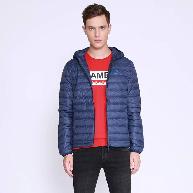 Короткая куртка на утином пуху белого цвета, пальто с гусиным пухом Northface с капюшоном для женщин и мужчин, ультра-светильник, теплая парка больших размеров - Цвет: Blue Male