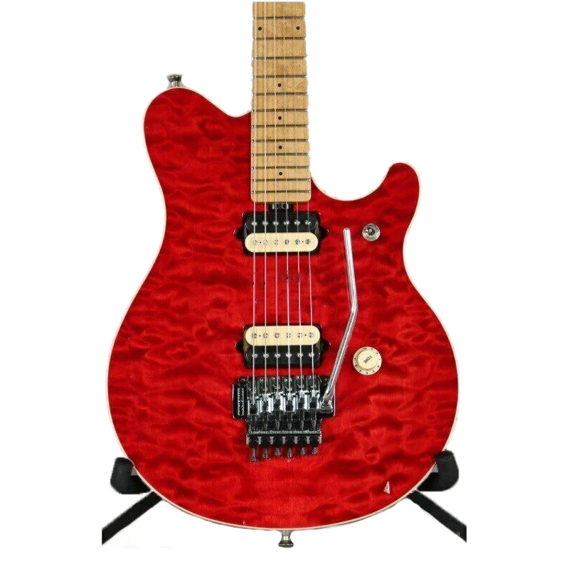 

New High Quality 6 Strings Custom Red Flame Maple Electric Guitar Tremolo Bridge Free Shipping Basswood Body Maple Fingerboard
