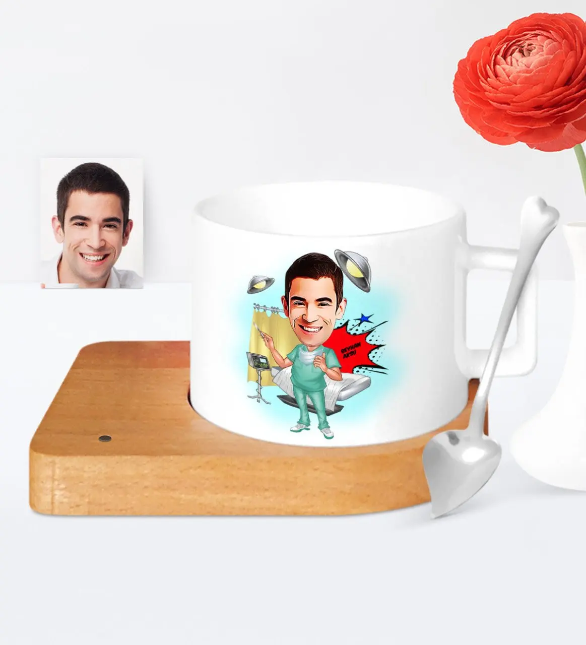 

Personalized Mr Cerrah Cartoon Wooden Altlıklı Ceramic Cup-1