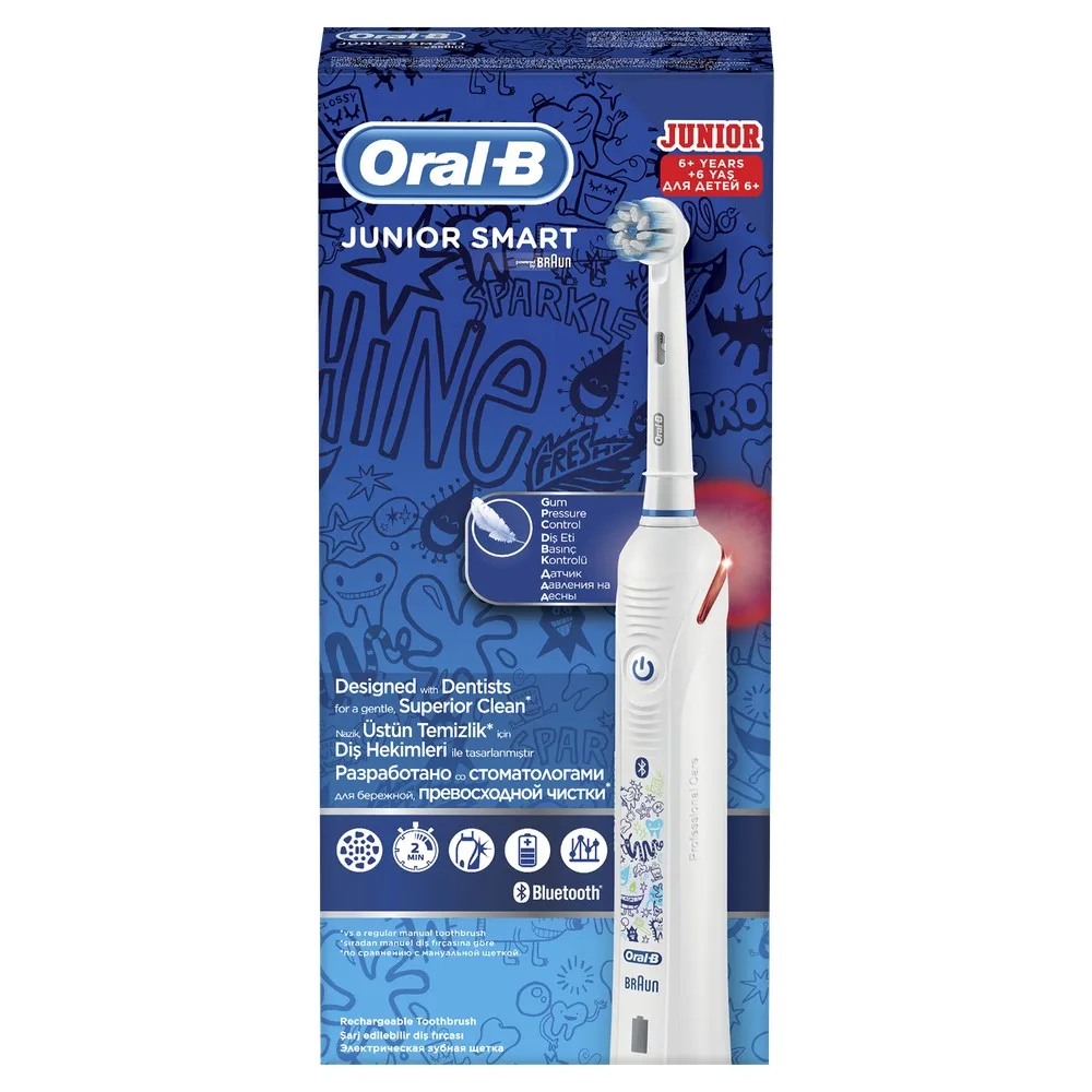 Детская электрическая зубная щетка Oral-B Junior Smart 4/D601.513.3 Sensi White | Бытовая техника