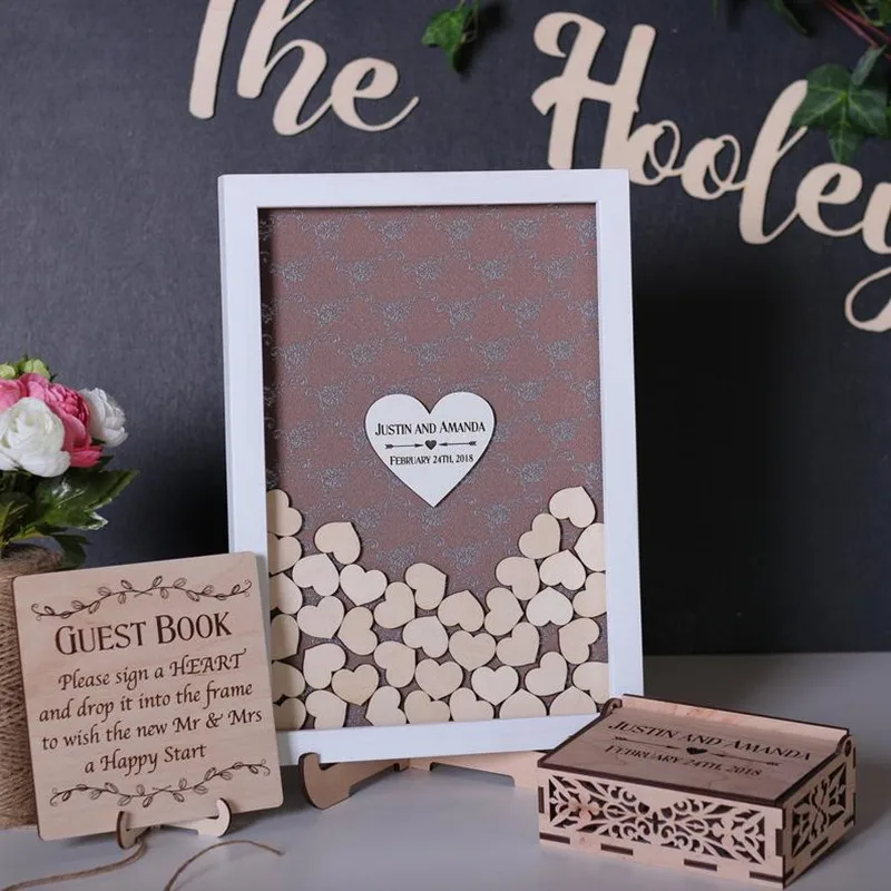 Пользовательские синие тени коробка сердца падение Гостевая книга идеи