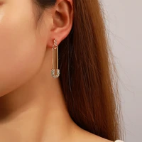2021trendy punk rock style safety pin ear hook stud earrings creative exquisite jewelry gift earrings for women men party