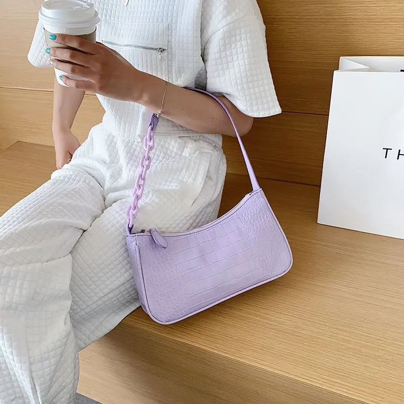 Фиолетовая Сумка седло на цепочке женская сумка плечо 2020 модная маленькая