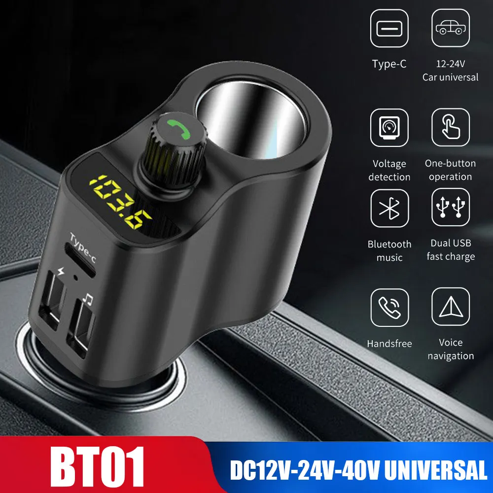 

Bluetooth FM Transmitter Car-Charger Handsfree kit Dual USB Car Charger 3.1A Car WIth Cigarette Lighter Socket Splitter Plug