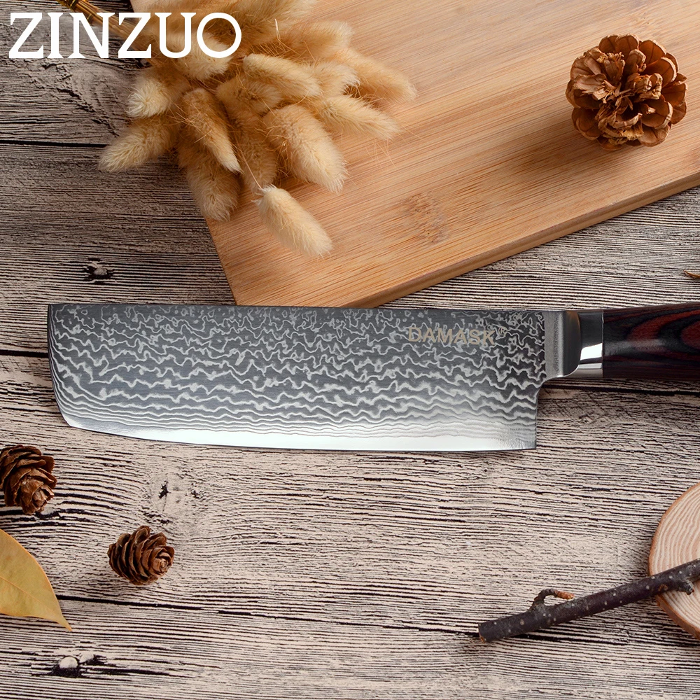 ZINZUO 6 шт. набор нож для нарезки шеф повара Santoku утилита дамасский супер острое