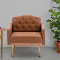 4 Colors Accent Chair PU Leisure Single Sofa with Rose Golden Feet[US-Stock]