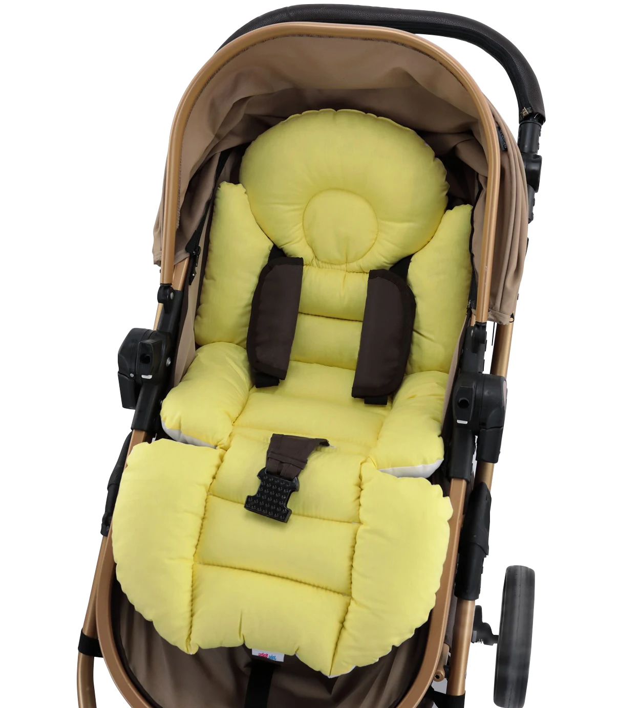

Jaju Baby Handmade, Double Sided ,Yellow Color and Star Fabric Baby Stroller Cushion