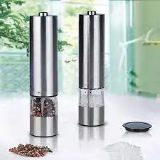 

2 Set of Electric Seed Grinder with Light, Spice Bean Pepper Grinder, Stainless Steel Practical Stylish Kitchen Accessory