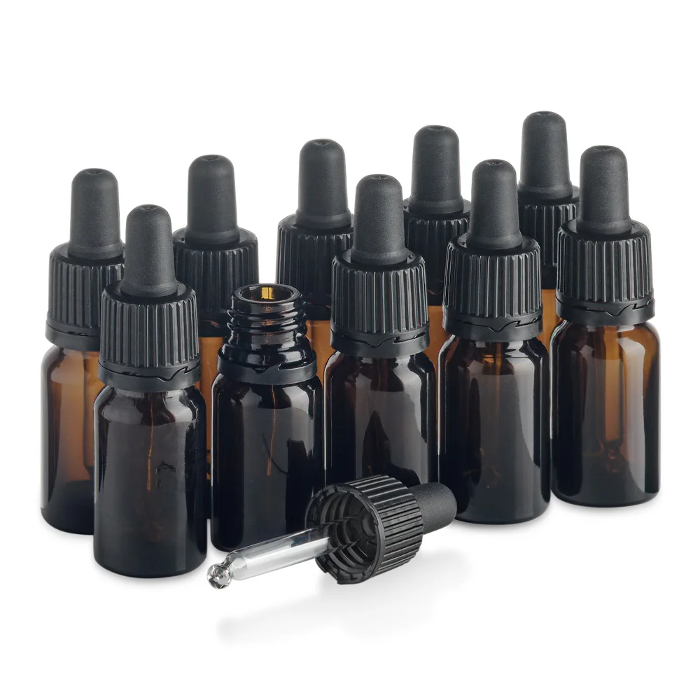 Флакон 10 / 100 мл стеклянный с крышкой пипеткой. Набор штук. |