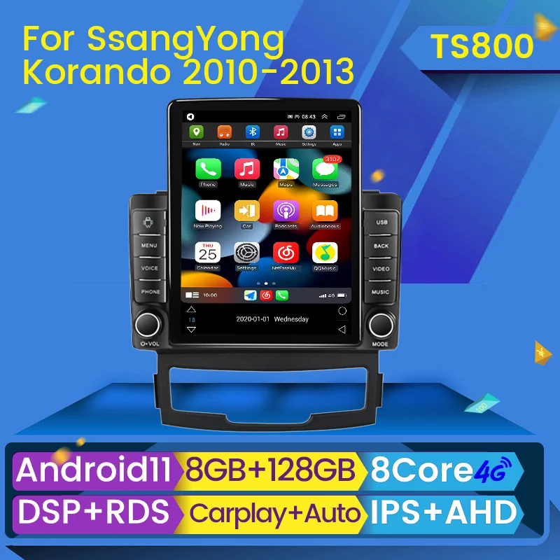 Android 11 Carplay для Tesla вертикальный автомобильный радиоприемник Видео Стерео Для