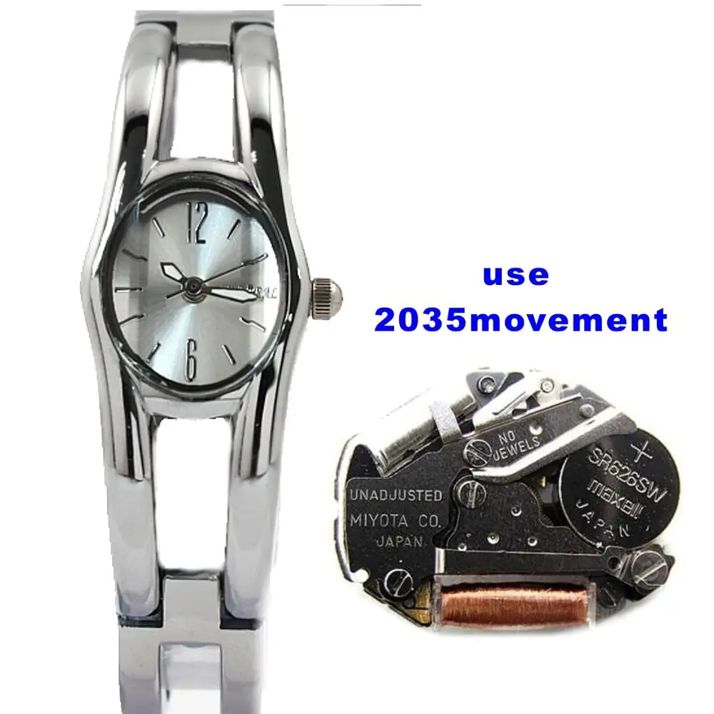 ALEXIS эллиптический натуральный Блестящий серебряный корпус для часов Матовый