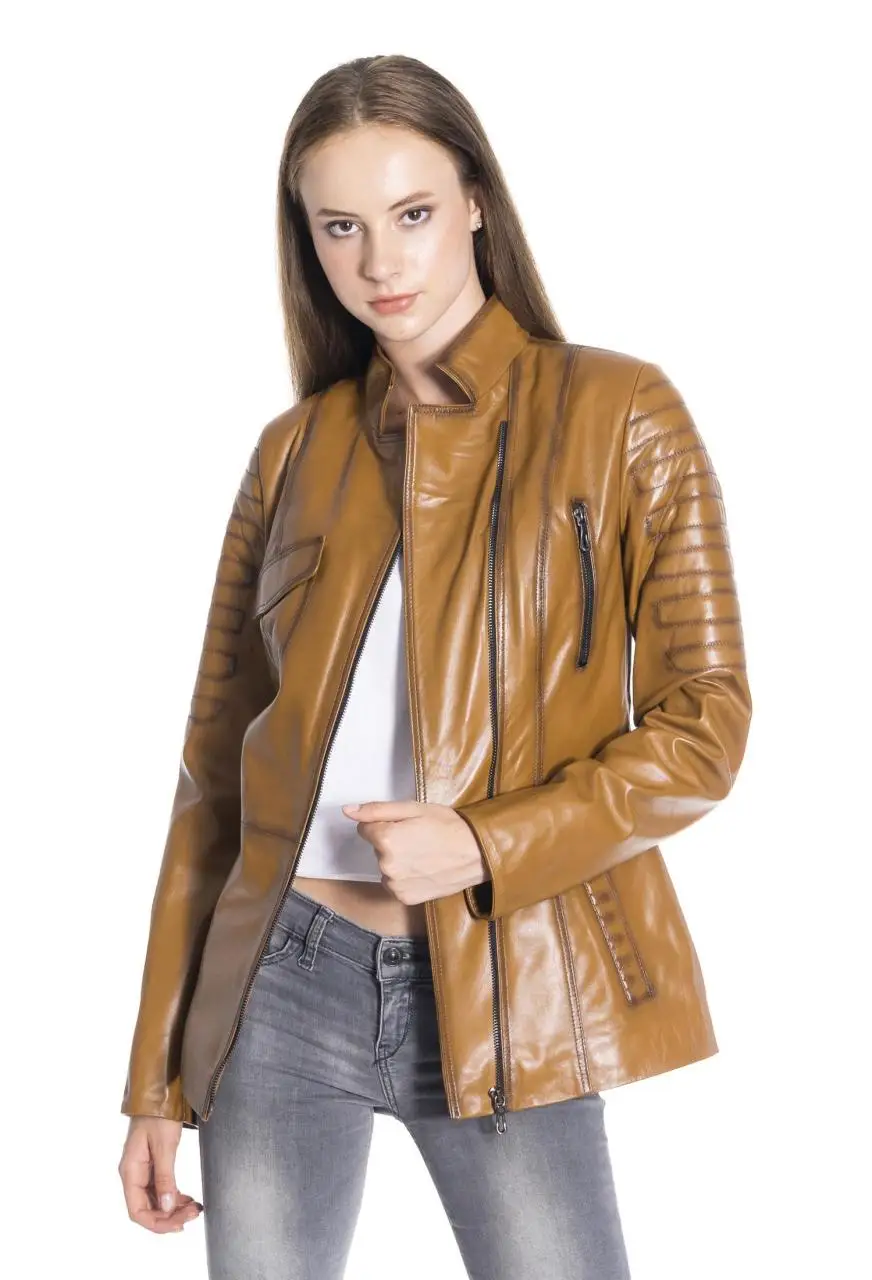 Women Leather Jacket Genuine Real Leather Jacket leather Coat lambskin coat Female Jacket Genuine Leather Women's Brown Coat