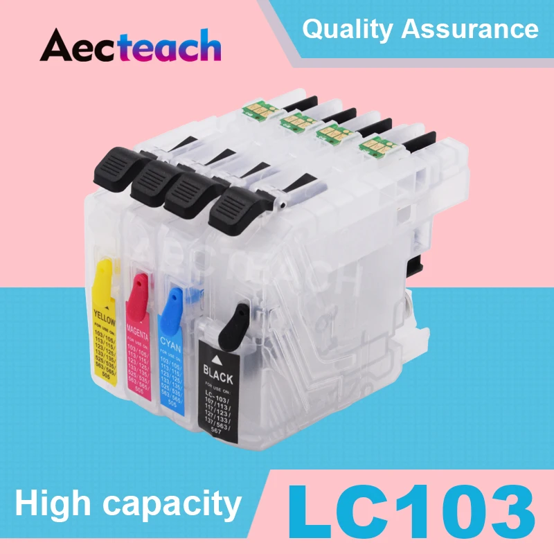 

Aecteach 4 Color Ink Cartridge Refillable For Brother LC103 XL LC105 LC101 LC107 LC109 J6720DW J6920DW J285DW J470DW Printer