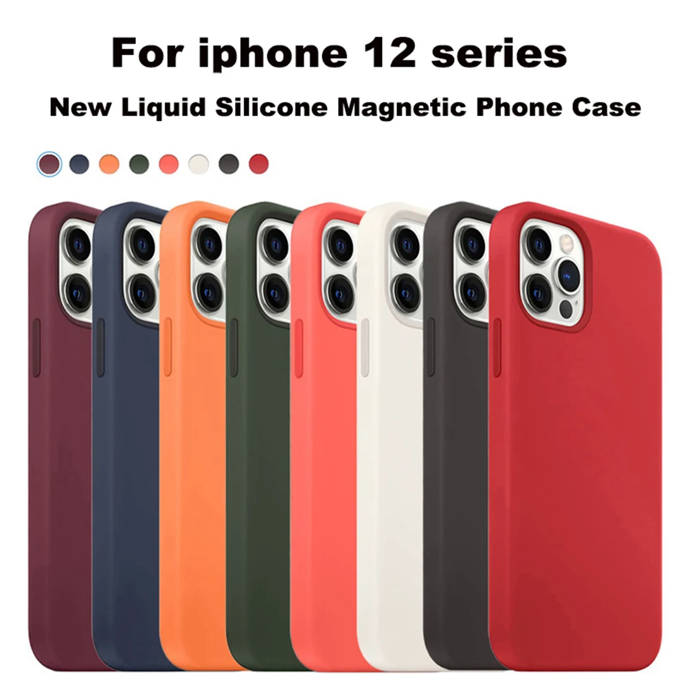 

Official Genuine Liquid Silicone Magnetic Safe Case for iPhone 12 Pro Max Case Magnetic Luxury 1:1 Cases Cover for iPhone12 Mini