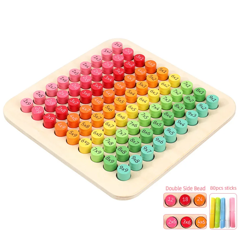 

Montessori Wooden Toy 99 Multiplication Table Math Arithmetic Teaching Aids for 2 4 6 Years Old Kids Preschool Educational Toys
