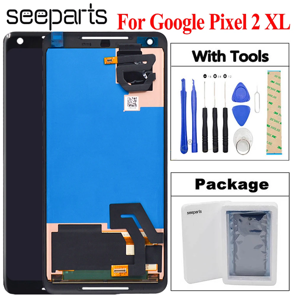 100% Tested 6.0" For Google Pixel 2 XL LCD Display Touch Screen Digitizer Assembly Replacement+Tools Pixel 2XL LCD Display