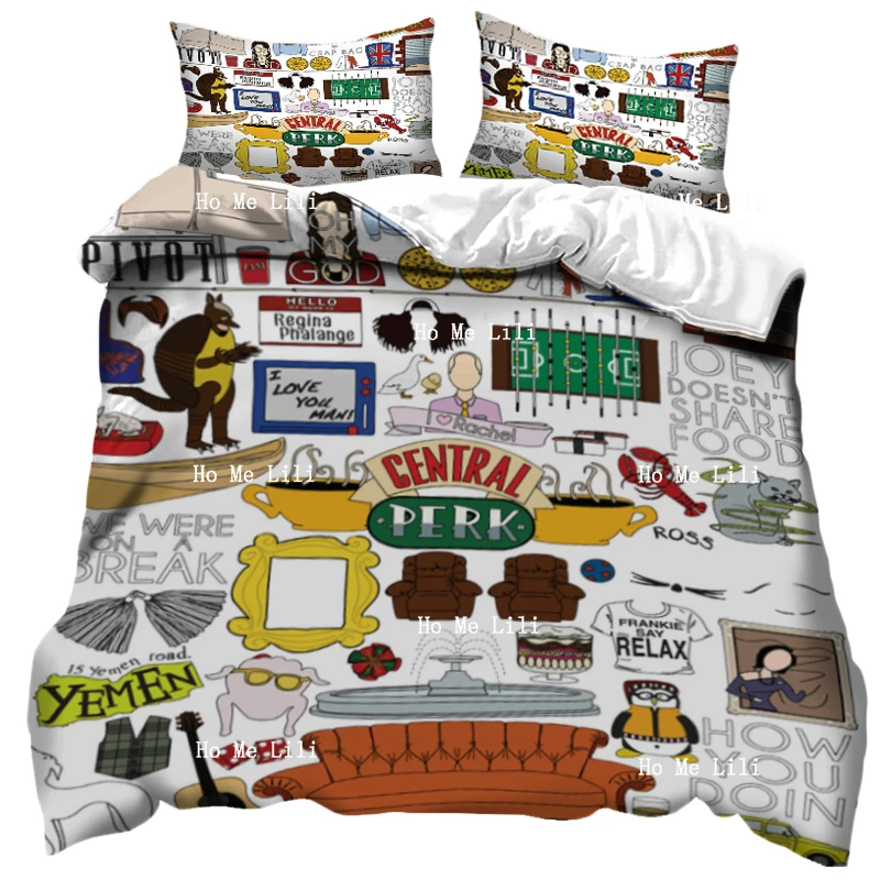 

Friends Tv Show Icons Series Cartoon Central Perk Funny Quotes Text Printed Duvet Cover By Ho Me Lili