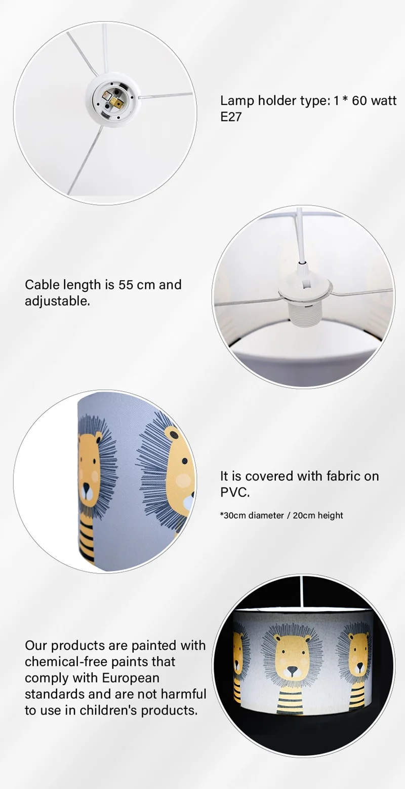 

Baby Teen Kids Room Newborn Pvc Fabric Covered Chandelier Night Ceiling Lamp plafonier led chambre luminaire led plafonier lounge