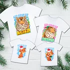 Семейные новогодние футболки 2022, семейный образ Тигра для фотографии, большие размеры, оверсайз