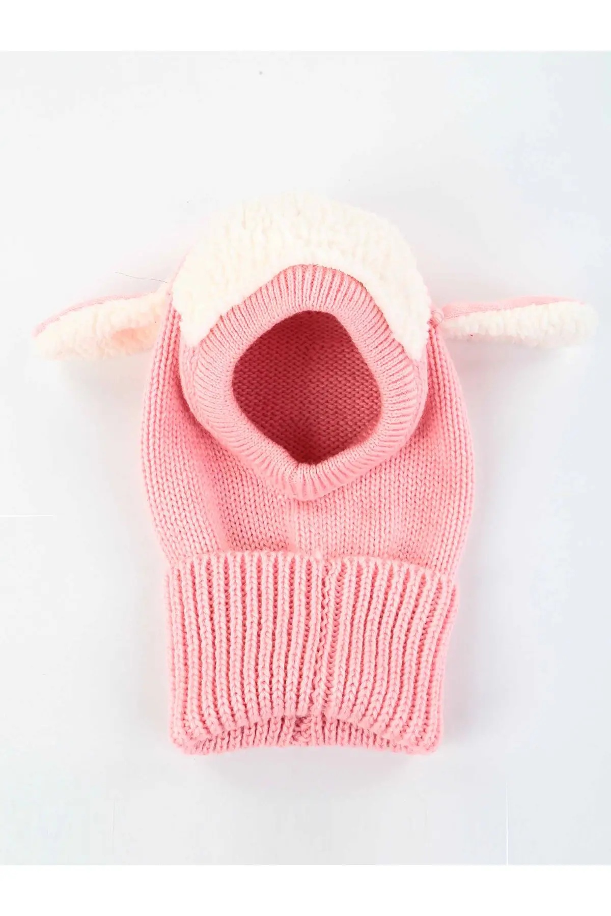 

Pink girl boy scarf beret with lamb ears 1-7 old compatible cute lamb pattern beret
